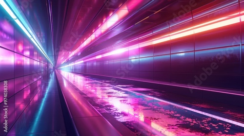 Mesmerizing abstract neon tunnel of futuristic digital energy with fluid motion vibrant colors