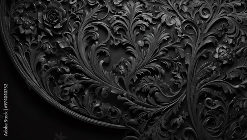 Decorative black floral design with corners.