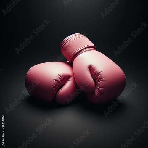 pink boxing gloves resting on a black surface, showcasing the power and beauty of a fight for life photo