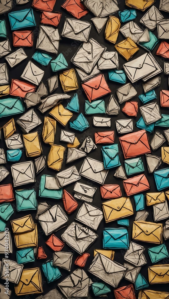 Hand-drawn mail notification icon set.