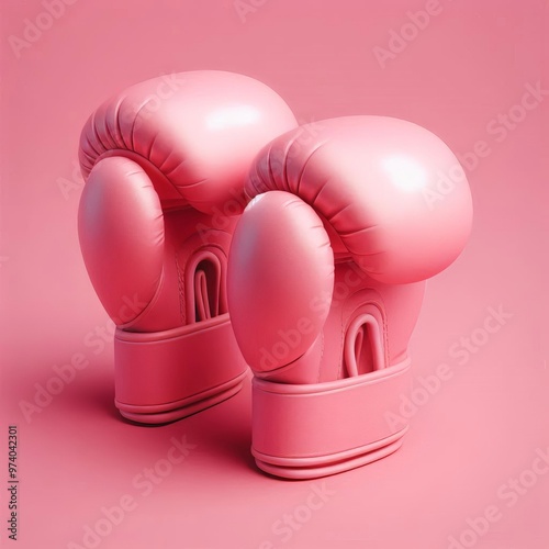 pink boxing gloves isolated on pink background photo