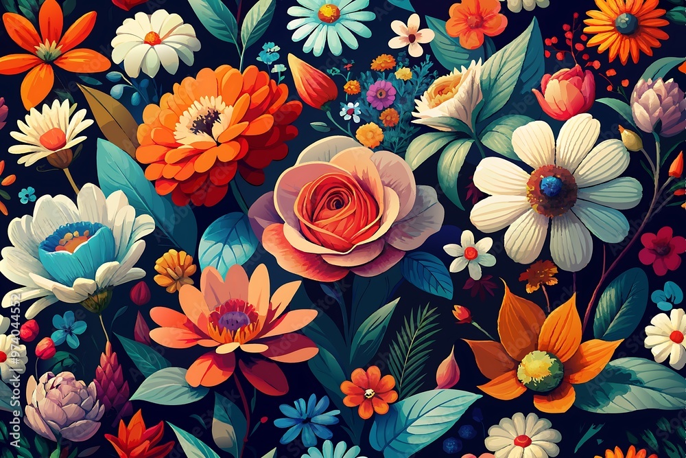 Flower Seamless Wallpapers. Artistic Floral Illustrations. Elegant Flower Backgrounds. Assorted Floral Prints. Floral Repeat Patterns.