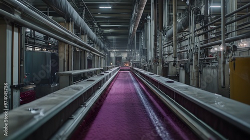 Industrial Production Line with Pink Material