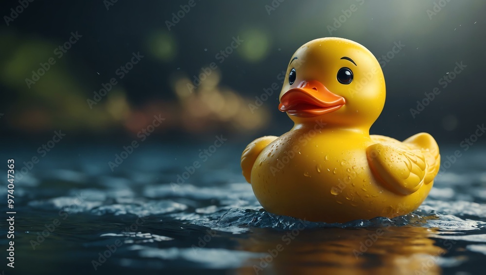 3D visual of a yellow rubber ducky in a cheerful stance. 3D visual of a yellow rubber ducky in a cheerful stance.