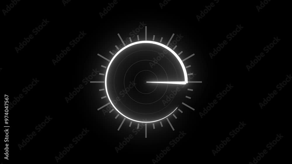 Radar/clock icon .technical concept technology. green color animation, on black background, Radar/clock icon .technical concept technology. green color animation, on black background,