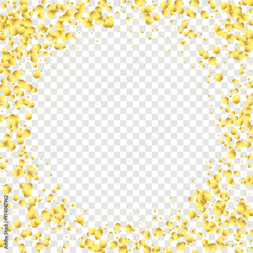 Carnival Confetti. Carnaval Party Background. Rainbow Birthday Poster. Isolated Masquerade Border with Falling Round Dots. Sylvester Design. Anniversary Banner.
