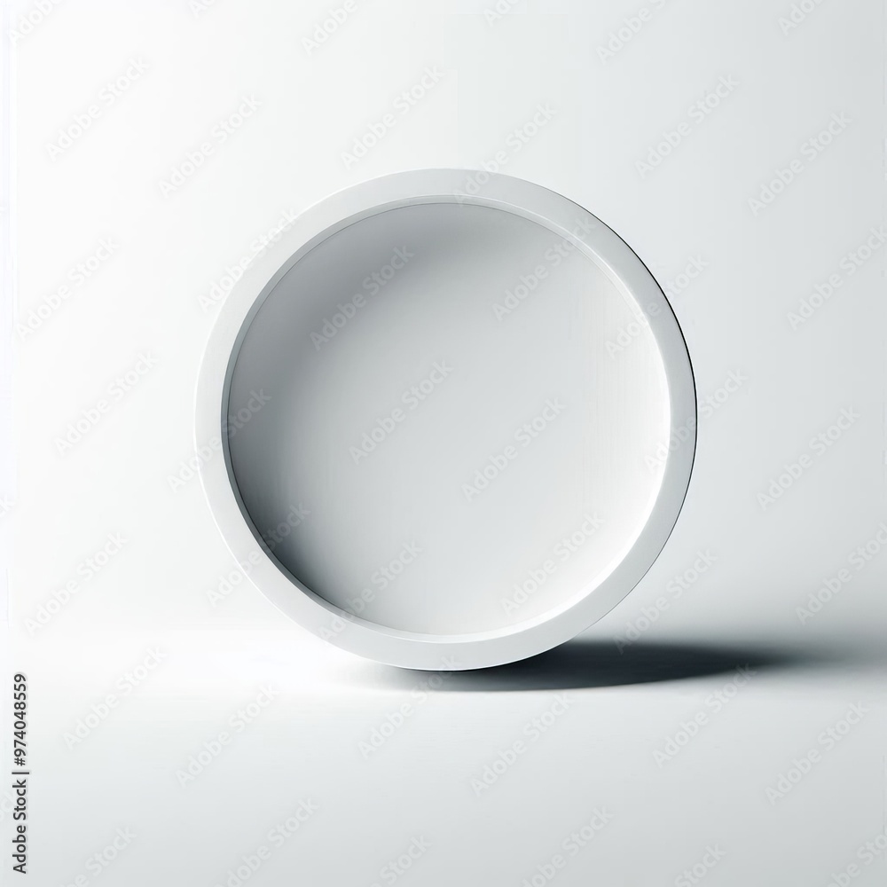 A clean white plate on a table, empty and showing a simple circular design A clean white plate on a table, empty and showing a simple circular design