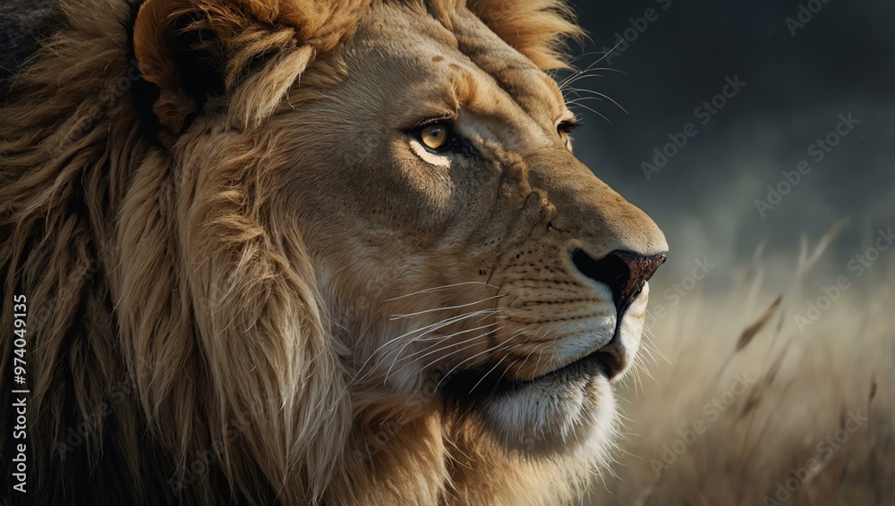 Artistic pencil rendering of a lion’s face with striking features. Artistic pencil rendering of a lion’s face with striking features.