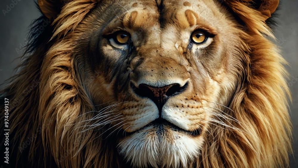 Artistic pencil rendering of a lion’s face with striking features. Artistic pencil rendering of a lion’s face with striking features.
