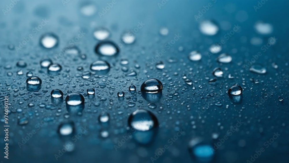 Blue water drops on a blue background Blue water drops on a blue background