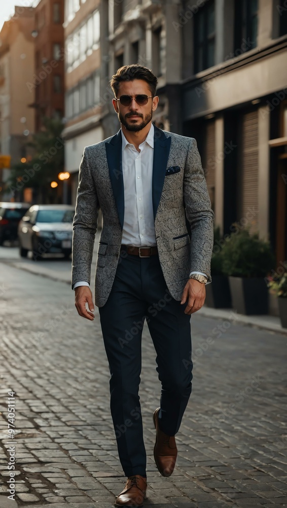 Businessman in a stylish blazer on a city street Businessman in a stylish blazer on a city street