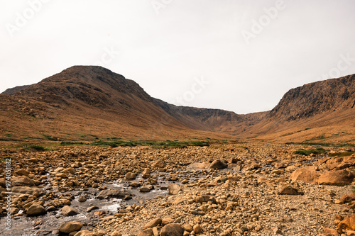 Rocky stream running through Tablelands in Gros Morne, Newfoundland.