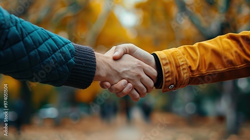 Two Business Professionals Shaking Hands in a Close-Up Shot, Highlighting Professionalism, Partnership, and Success with Sharp Focus and Shallow Depth of Field in a Blurred Background Setting.