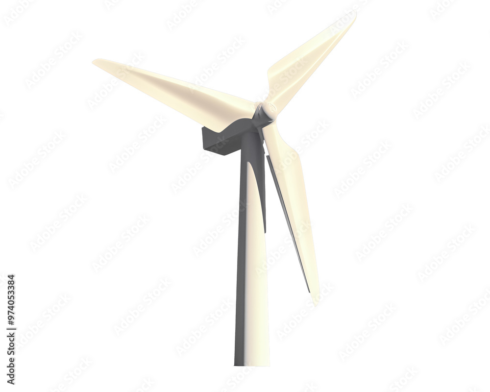 A white wind turbine stands tall against a transparent background A white wind turbine stands tall against a transparent background