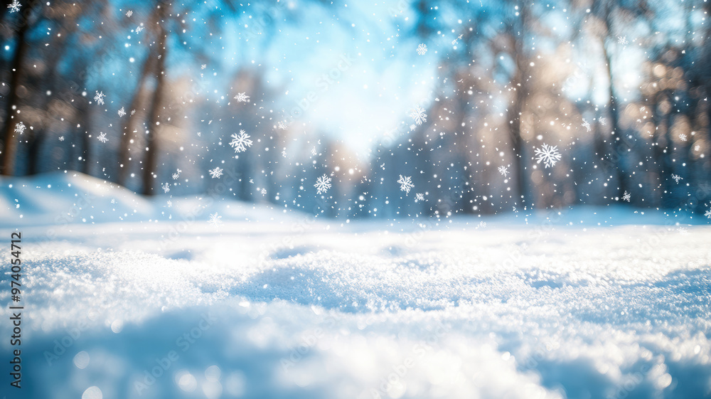 Fototapeta premium Winter Landscape with Falling Snow