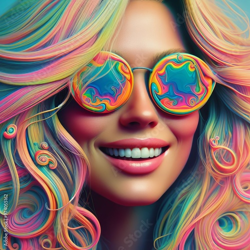 girl with cool sunglasses photo