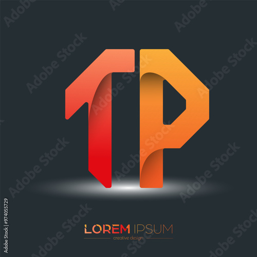 Creative design of the letters T and P. A template for a corporate brand, logo, and business card. A recognizable element of the brand name. The idea of thematic creativity