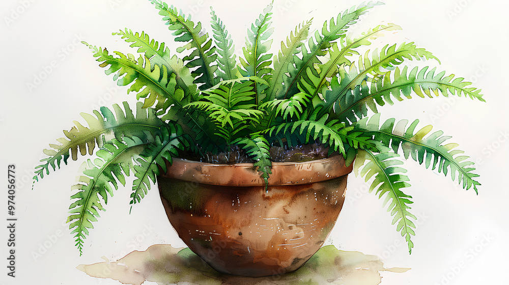 A small plant is in a brown pot A small plant is in a brown pot