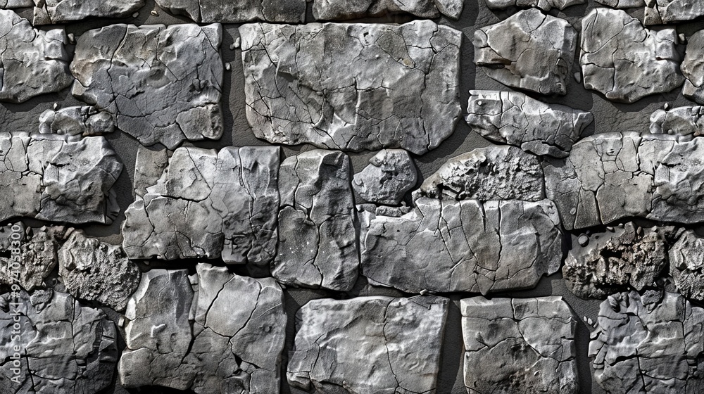 Fototapeta premium Seamless pattern of gray concrete texture, resembling a stone wall background