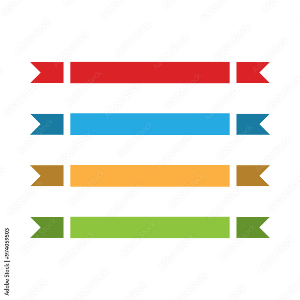Flat ribbons banners flat isolated on white background, set Flat ribbons banners flat isolated on white background, set