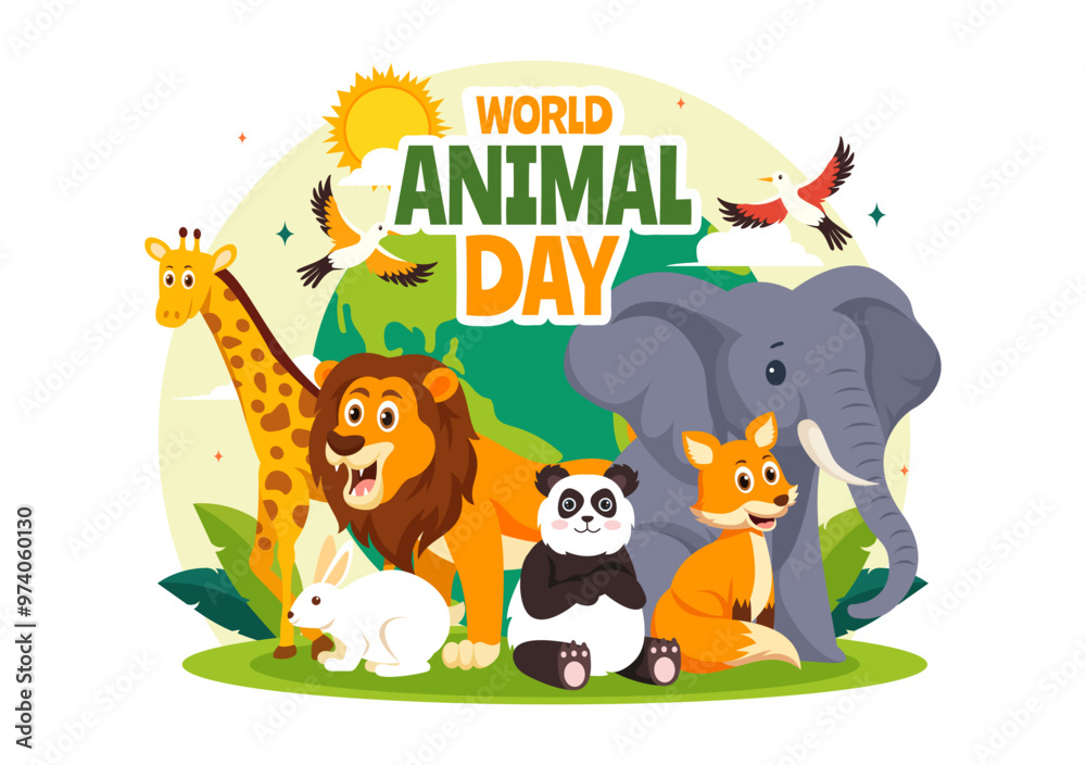 World Animal Day Vector Illustration with a Variety of Animals or Wildlife in the Natural Habitat to Forest Protection and Environmental Awareness World Animal Day Vector Illustration with a Variety of Animals or Wildlife in the Natural Habitat to Forest Protection and Environmental Awareness