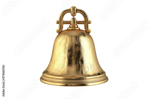 Golden bell isolated on a transparent background. symbolizing sound, alert, celebration, or tradition. High-quality stock photo. photo