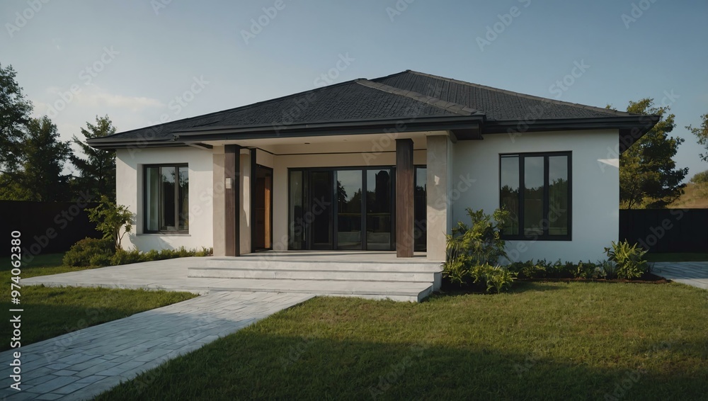 Simple house illustration, front view. Simple house illustration, front view.