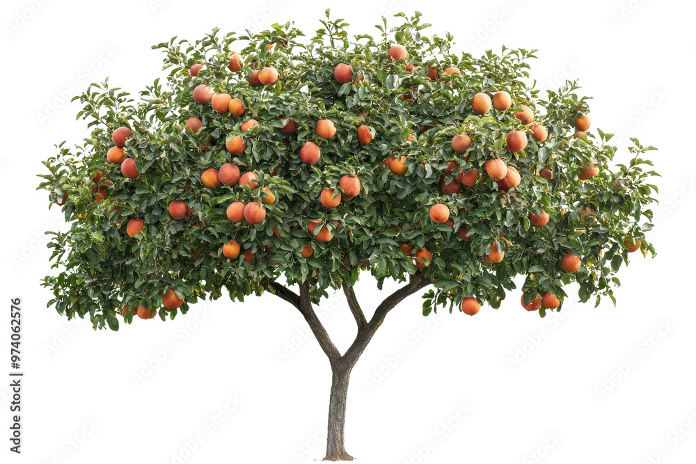Lush apple tree laden with ripe red apples, isolated on transparent background. Perfect for agricultural and horticultural visuals. Lush apple tree laden with ripe red apples, isolated on transparent background. Perfect for agricultural and horticultural visuals.