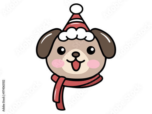 Christmas Dog Head Cartoon Illustration