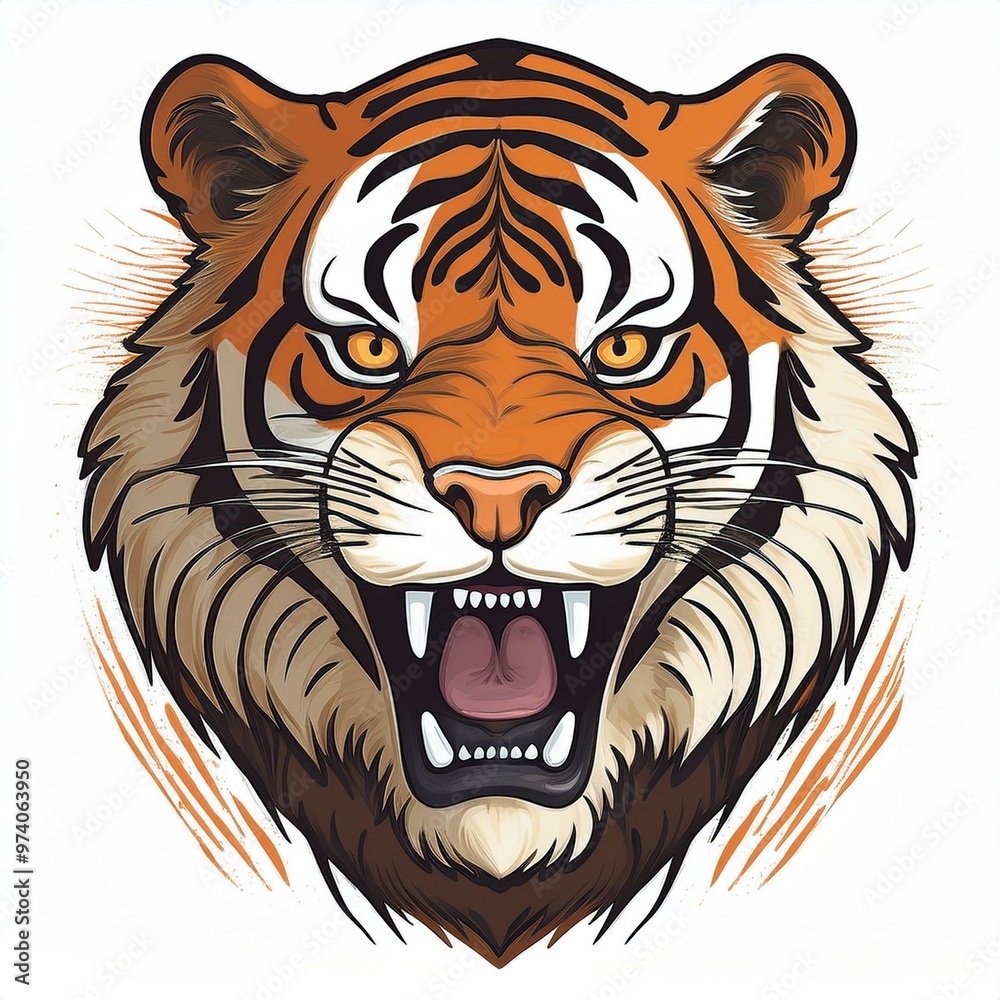 Fototapeta premium Roaring tiger isolated on white background