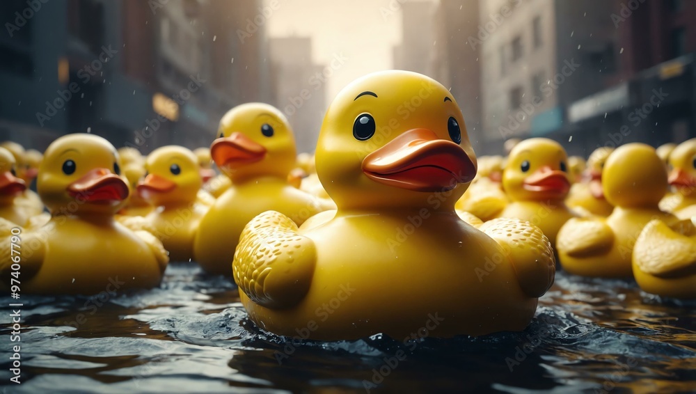 Yellow rubber ducky rendered in 3D, highlighting its cheerful appearance. Yellow rubber ducky rendered in 3D, highlighting its cheerful appearance.