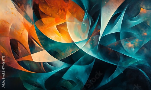 colourful wave blue, orange with Flowing Lines and Bright Colors for Modern Art