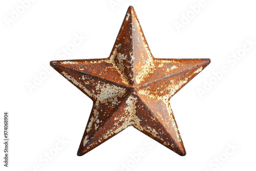 Vintage rusty metal star with weathered patina, isolated on transparent background. perfect for rustic or industrial design themes.