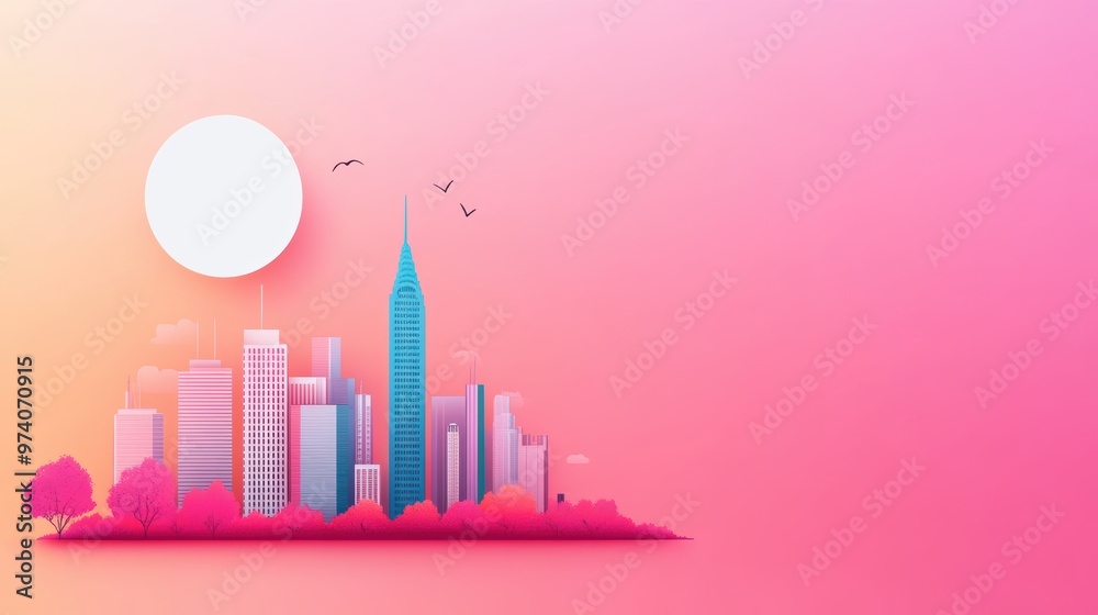 A nostalgic and romantic silhouette illustration of a city skyline, evoking a sense of timelessness and capturing the beauty of the city form. A nostalgic and romantic silhouette illustration of a city skyline, evoking a sense of timelessness and capturing the beauty of the city form.