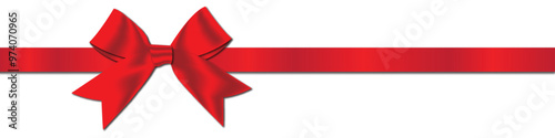 Realistic red satin ribbon bow for wedding invitations and gift decorations.