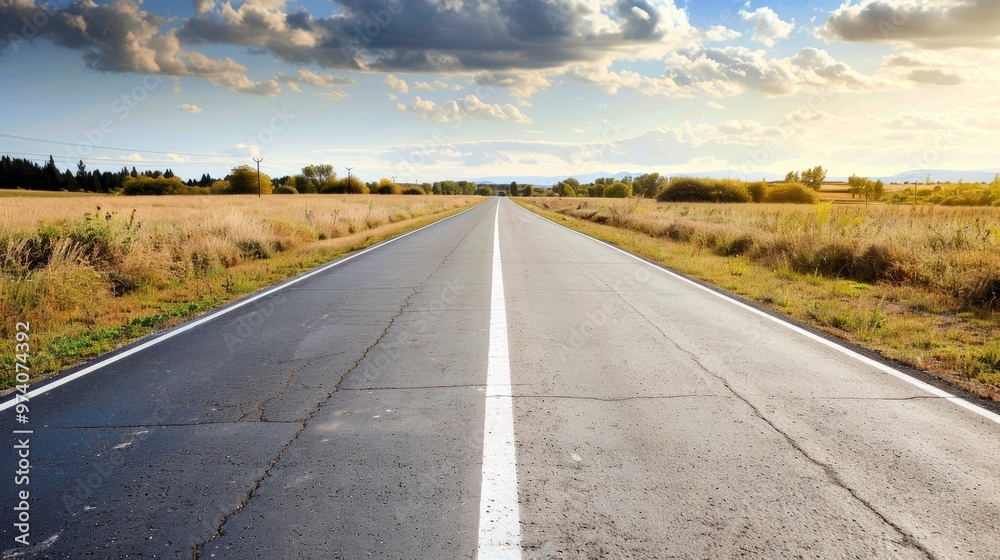 A vacant road leading to the horizon symbolizing the pathway to achieving success A vacant road leading to the horizon symbolizing the pathway to achieving success