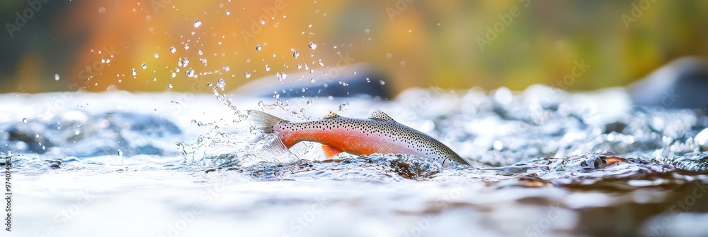 A fish with water vigorously splashing from its back end in a body of water A fish with water vigorously splashing from its back end in a body of water