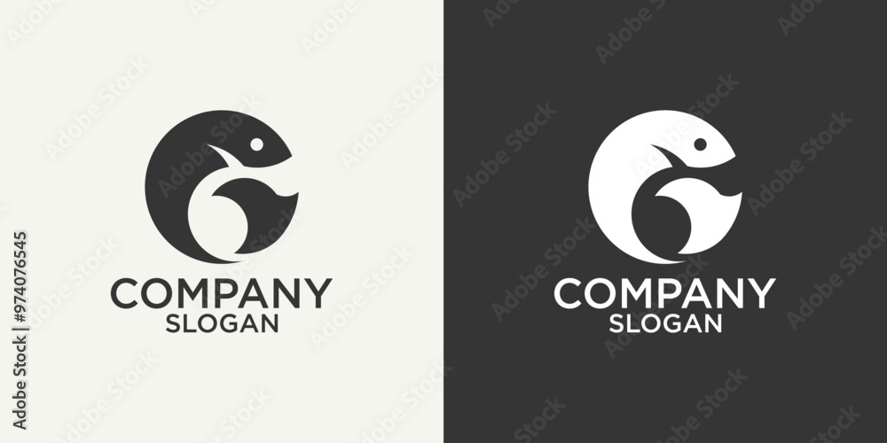 Obraz premium fish icon simple monogram logo design vector illustration
