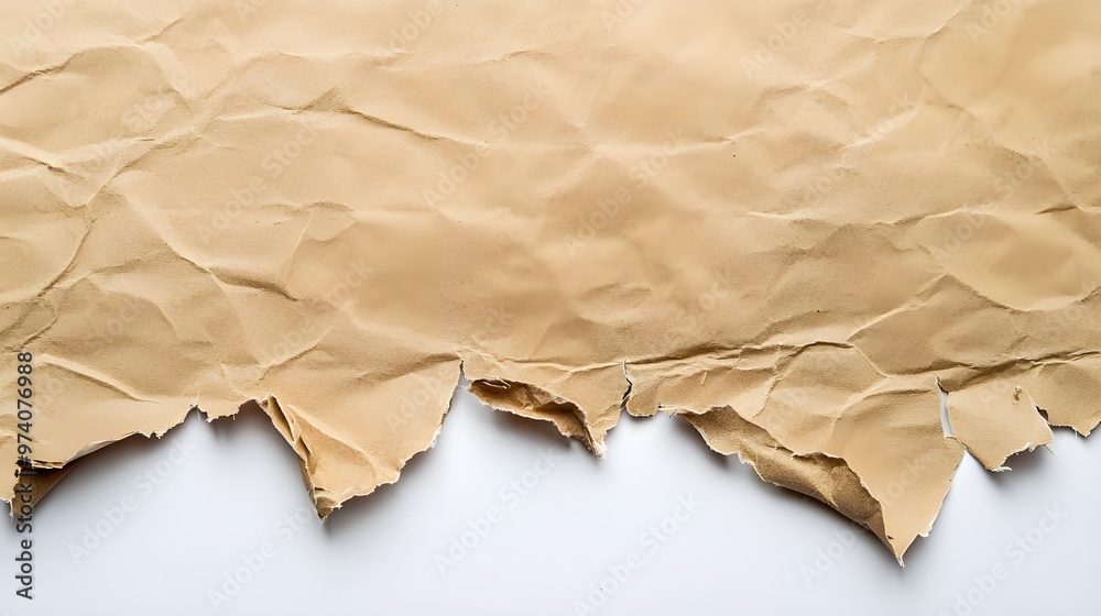 Brown Paper with Jagged Tear Isolated on White Background. Brown Paper with Jagged Tear Isolated on White Background.