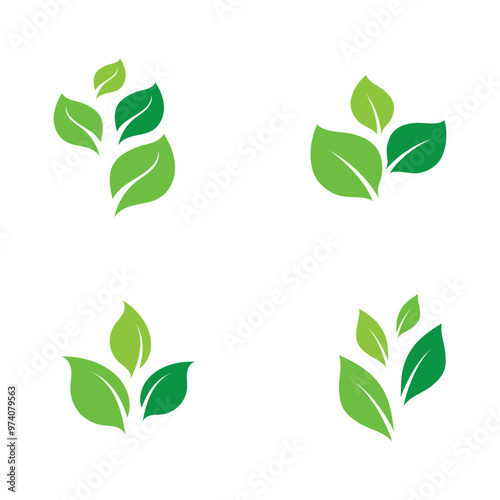 Logos of green Tree leaf ecology