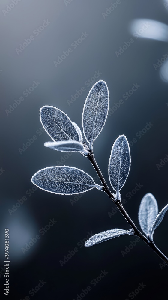 Fototapeta premium Twigs with leaves, softly blurred