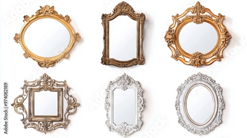 Set of vintage hand mirror isolated on white