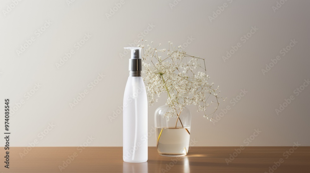 White frosted bottle with pump White frosted bottle with pump