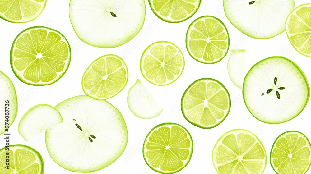 Lime and apple slices on white Lime and apple slices on white