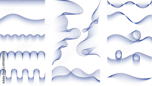 vector collection of gradient line element designs, gradient line ornament designs