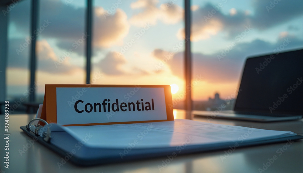 Fototapeta premium A sign that says confidential is on a table