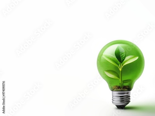 Wallpaper Mural Green Energy Concept - Light Bulb with Growing Plant. Torontodigital.ca