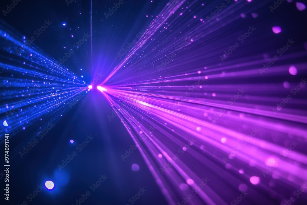 Blue and violet beams of bright laser light shining on black background Blue and violet beams of bright laser light shining on black background