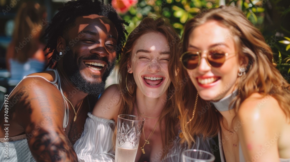 Friends laughing and having fun together. AI. Friends laughing and having fun together. AI.