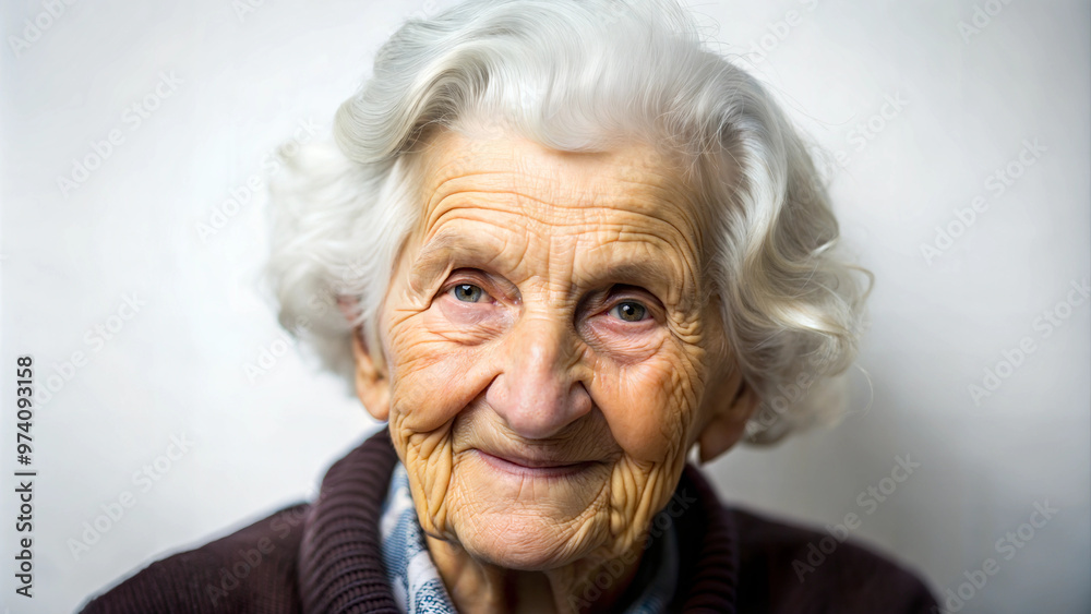 Portrait of an elderly grandmother with short gray hair photo Portrait of an elderly grandmother with short gray hair photo